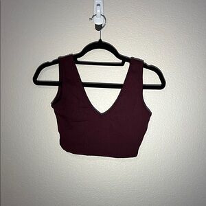 BuffBunny Deep Burgundy V-Neck Crop Top